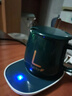陶瓷杯保温杯垫电热杯垫水杯恒温加热器恒温暖杯器办公室茶座暖奶器保温底座生日礼物女 时尚绿礼盒装【杯垫+带盖大肚杯+勺子】 暖暖杯套装 实拍图