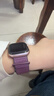 适用苹果手表applewatch尼龙回环式表带s10/s9/s8/iwatch7/6/5/4/3/se代魔术贴运动编织彩虹色同款 【双节尼龙】新梅子色 38/40/41/42mm表盘通用 实拍图