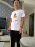 雅鹿短袖t恤男纯棉圆领韩版宽松大码半截袖青少年学生夏季休闲男士t恤 黑/鲨鱼嗨脾白 M （重110-120斤高160-165） 实拍图