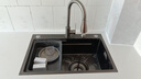 奈田（NTNO）厨房水槽大单槽洗菜盆一体盆304不锈钢加厚5.0压纹耐磨集渣洗碗槽 枪黑集渣大单槽+三挡抽拉龙头 68*46cm【台控下水-加厚5.0】 实拍图
