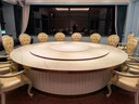 酒店餐桌大圆桌电动转盘岩板16人20人餐厅火锅桌带电磁炉别墅家用 1.3米圆桌+手动转盘 实拍图