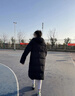 李宁（LI-NING）中长款羽绒服国旗标魔术贴保暖男女同款轻薄简约羽毛球服厚外套 黑色 XL 晒单实拍图