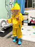 牧萌儿童雨衣分体套装男女童幼儿园防水雨裤宝宝雨披 黄恐龙套装 S 实拍图