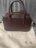 裘真【明星推荐】宽宽包植鞣牛皮休闲斜挎包手提保龄球包女 咖啡色 实拍图