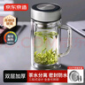 京东京造 茶杯 双层玻璃茶水分离泡茶咖啡杯子带把手大容量500ml 实拍图