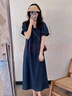 婧麒（JOYNCLEON）孕妇裙子夏季薄款连衣裙潮妈小清新孕妇夏装小个子韩版孕妇装 蓝色 L 实拍图