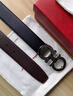 菲拉格慕（Ferragamo）腰带男士商务双面板扣皮带牛皮 3.5CM宽 七夕节礼物 送男友礼盒装 黑棕荔枝纹/枪色扣679710-689134 实拍图