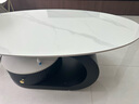 梵尔丹顿轻奢风意式岩板茶几家用客厅椭圆形茶几桌设计师高级感小户型茶桌 黑架+雪山白岩板 120*60*42【茶几+边几】 实拍图