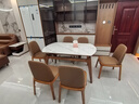 采薇 岩板实木餐桌家用餐桌椅现代简约小户型伸缩饭桌方变圆餐桌 1.35米猫耳朵餐桌+6椅 实拍图