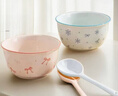 【天天低价】新款釉下彩陶瓷碗餐具套装少女心ins风陶瓷碗勺 【99%人选择】梦幻粉蓝两碗两勺 实拍图