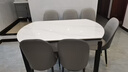 上林春天 岩板餐桌 实木餐桌椅组合现代简约伸缩折叠圆桌吃饭桌子餐厅家具 亮光雪山白黑灰【轻奢皮椅灰色】 1.35m 一桌六椅 实拍图
