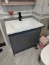 优莱可可落地式浴室柜陶瓷一体盆洗手盆柜组合卫生间洗脸盆洗漱台池太空铝 绅士灰落地大门加镜子50cm 实拍图