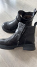 百丽（Belle）黑巧靴抓皱牛皮时装靴女2025冬新商场同款切尔西短靴E8P1DDD5 黑色-绒里 38 (240mm) 实拍图