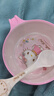 五和（WUHE）辅食碗儿童餐具宝宝吃饭碗卡通带手柄婴幼儿碗耐树脂食品级防烫 凯蒡猫单柄碗400ML+勺子 实拍图