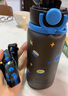 哈尔斯卡通保温杯子316不锈钢男女士大容量便携吸管暖壶 蓝莓果冻630ML 实拍图
