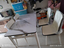 木如金镶轻奢餐桌椅组合现代简约小户型钢化玻璃子吃饭家用快餐饭店出租房 白腿+黑面+白玻配4把闪电椅 120cm *宽70cm*高75cm 实拍图