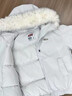 F426【赵露思同款】新国标90绒加厚大毛领工装派克连帽羽绒服 白灰色 预售 S 实拍图
