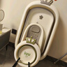 iuu婴儿洗澡盆 可折叠宝宝浴盆大号 洗澡神器躺托浴架新生儿童用品 【北欧灰】+调节感温浴架+脸盆*3 材质：FAD食品级材质检测认证 实拍图