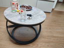 睢尚美（SUISHANGMEI）意式极简岩板茶几简约现代客厅圆形小茶几家用小户型创意茶桌角几 A款岩板圆60卡莱特灰+黑架 实拍图