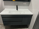 皇生金智能浴室柜陶瓷一体盆洗脸盆柜卫生间卫浴洗漱台简约洗手盆柜组合 轻奢灰+标准镜柜半+陶瓷盆 100cm 实拍图