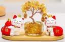 赟娅黄水晶发财树招财猫入户玄关办公室桌面摆件家居装饰乔迁生日礼物 福禄招财猫发财树套装【黄色】 实拍图