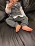 丰灵鸟周岁礼服男宝宝春秋男童套装幼儿抓周服A类绅士生日西装 双排扣灰色绅士套装 90 （身高78-86体重20-24斤） 实拍图