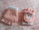 牧萌儿童手套男童女童秋冬保暖加绒宝宝五指翻盖两用小学生写字手套 粉色蝴蝶结小兔【半指-翻盖款】 均码（建议2-7岁） 实拍图