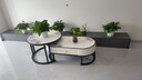 森生林岩板茶几客厅小户型简约轻奢椭圆形可伸缩茶桌 C14-1黑架白箱 雪山白+黑玻 100cm椭圆茶几+70cm小圆边几 实拍图
