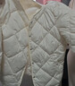 小香风女款无领菱形格小个子内搭轻薄保暖短款冬季羽绒棉服外套 白色 【轻薄保暖】 XL 120-130斤 实拍图