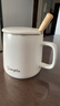 传旗陶瓷马克杯带勺盖咖啡杯牛奶杯早餐杯办公杯男女茶杯描金白400ml 实拍图