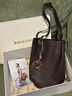裘真新年礼物 慵懒遇水桶包女腋下单肩包复古通勤包头层植鞣牛皮包包 咖啡色-小号 实拍图