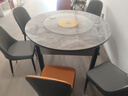 奥利克丝 亮光岩板餐桌椅组合 现代简约实木餐桌可伸缩折叠圆桌吃饭桌子 亮光雪山白-黑白框架轻奢皮椅款 1.35米 一桌六椅【12MM加厚岩板】 实拍图
