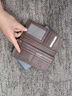 七匹狼（SEPTWOLVES）钱包男士长款真皮2026新款超薄头层牛皮拉链钱夹爸爸皮夹手包卡包 超薄啡金属狼标3A3071032-02 实拍图
