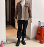 声猴配马丁靴裤子男高街ins宽松大码哈伦潮流运动阔腿九分韩版工装日 黑色 L(95-120斤) 实拍图