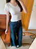 趣米乐美式潮流阔腿牛仔裤女春夏季新款大码胖mm高腰显瘦宽松垂感长裤子 深蓝色【常规款】 L 实拍图