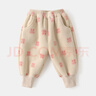 嘟嘟家宝宝裤子加绒冬季男童冬装保暖女童长裤潮儿童休闲裤 米色粉兔100 实拍图