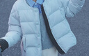 鸭鸭羽绒服女短款2025冬季新款时尚小个子圆领休闲百搭保暖鸭绒外套MN 蓝色 M 160/84A 实拍图