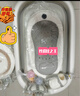 iuu婴儿洗澡盆 可折叠宝宝浴盆大号 洗澡神器躺托浴架新生儿童用品 【北欧灰】+调节感温浴架+脸盆*3 材质：FAD食品级材质检测认证 实拍图