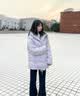 李宁防泼水鸭绒短羽绒服女子秋冬棉感舒适保暖连帽运动外套AYMV776 实拍图