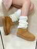 女士雪地靴子冬季新款防滑厚底增高保暖加绒女鞋百搭东北妈妈棉鞋 栗色 37 实拍图