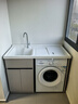 洗衣机柜一体水盆阳台洗衣机台盆一体柜一体盆组合洗衣机伴侣定制 120cm左盆奶茶色 实拍图