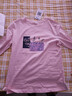 真维斯（JEANSWEST）t恤女长袖2025秋季潮纯棉宽松上衣女小清新印花体恤时尚灰粉L 实拍图
