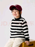 巴拉巴拉童装男童毛衣女童加绒针织衫秋冬条纹半高领毛衫 黑白色调00491 120 cm 实拍图
