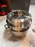 炊大皇304不锈钢三层蒸锅家用复合底汤锅蒸馒头包子可视可立高拱盖34cm 实拍图