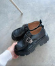 百丽（Belle）张凌赫推荐黑巧乐福鞋女商场款牛皮厚底jk鞋E1Z1DCM5 黑色 35 (225mm) 实拍图