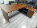 YOE.FTY老板办公桌高级感董事长大班台领导电脑桌单人工作台经理桌总裁桌 大叶胡桃+铁灰色（左副柜） 1.6*0.8米老板桌 实拍图