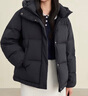 雪中飞抽绳连帽羽绒服女装冬季通勤居家百搭款鸭绒保暖松紧羽绒外套衣服 黑色 L (165) 实拍图