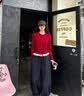 森马（Semir）骐骥红色毛衣女短款假两件上衣26新蕾丝下摆两穿内搭109126106001 实拍图