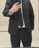 罗蒙（ROMON）西服套装男士小西装外套职业正装修身休闲伴郎服黑色5XL 实拍图