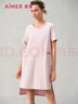 爱慕内衣女纯棉V领宽松中长睡裙睡衣家居服逸家AM449241粉色165 实拍图